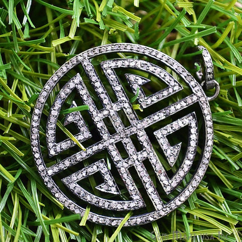 Pave Geometrical Diamond Charm Pendant, Sterling Silver Necklace Charm Pendant - GemMartUSA (763628453935)