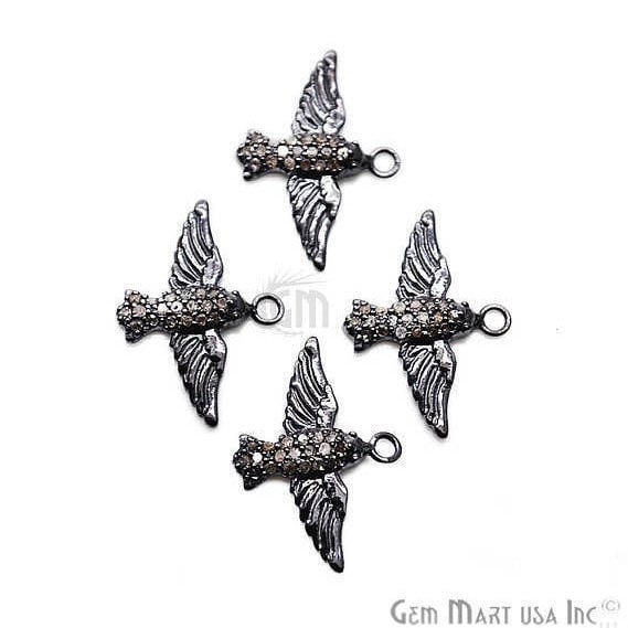 Pave Flying Bird Diamond Charm, Sterling Silver Necklace Charm - GemMartUSA (763629862959)