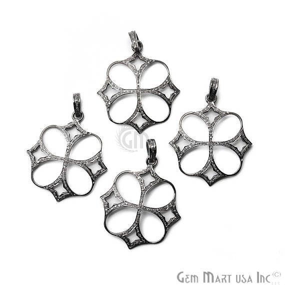Pave Spiral Diamond Charm Pendant, Sterling Silver Necklace Charm Pendant - GemMartUSA (763633795119)
