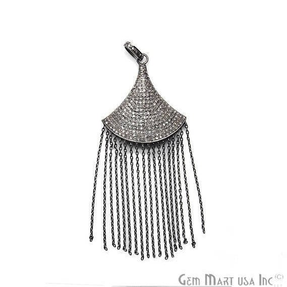 Pave Bell Diamond Charm Pendant, Sterling Silver Necklace Charm Pendant - GemMartUSA (763635925039)
