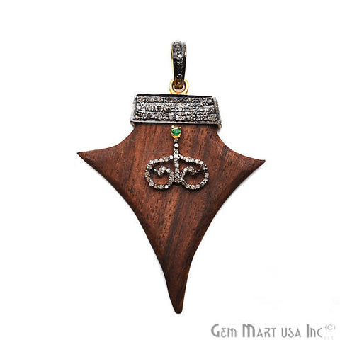 Pave Arrow Head Diamond Charm Pendant, Sterling Silver Necklace Charm Pendant - GemMartUSA (763638382639)