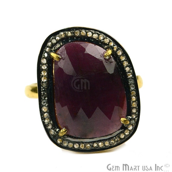 Sapphire with Diamond Pave...