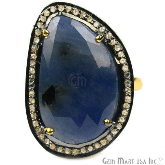 Sapphire with Diamond Pave...