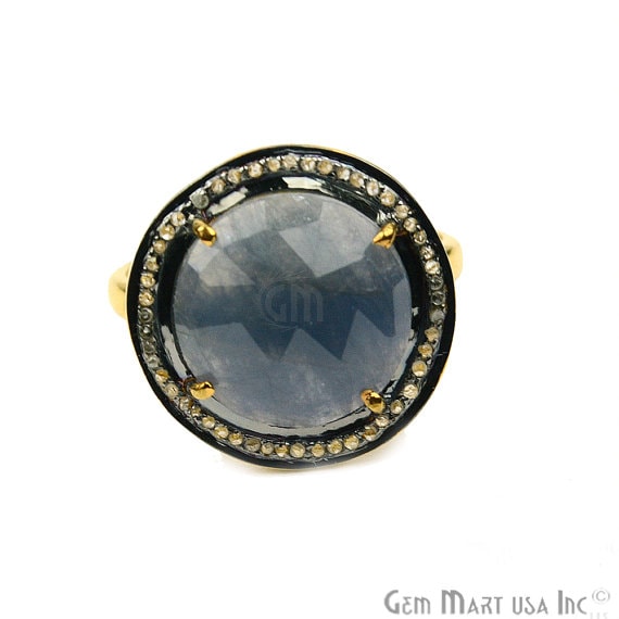 Sapphire with Diamond Pave...