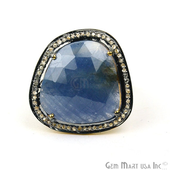 Sapphire with Diamond Pave...