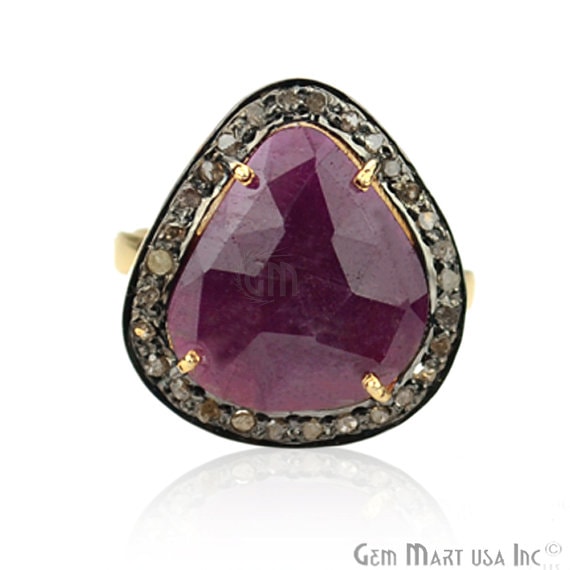 Sapphire with Diamond Pave...