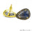 Sapphire & Natural Diamond 20x14mm Gold Vermeil Stud Earring - GemMartUSA