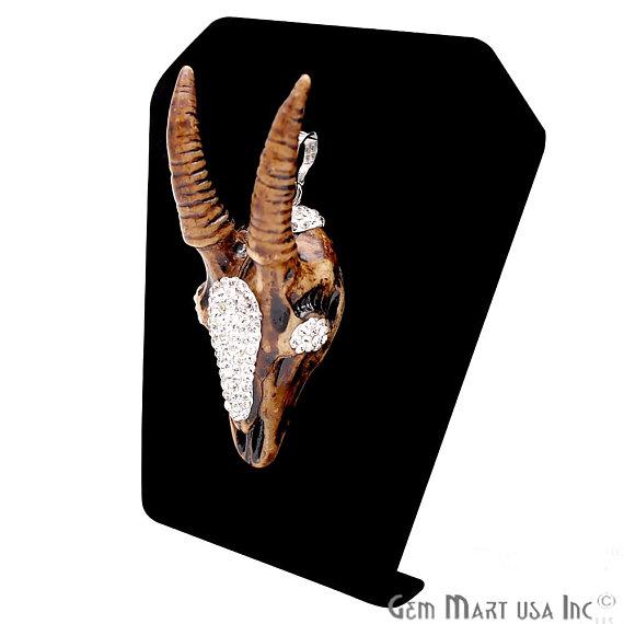 Antelope Head Pendant, White Cubic Zircon Connector, Bracelets Charm, Antelope Necklace,(PEND-50012) - GemMartUSA