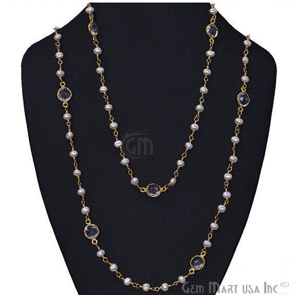 Pearl Necklace With Crystal...