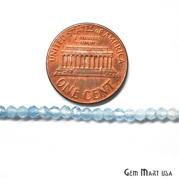 Aquamarine Shaded Faceted 13Inch Length Gemstones Rondelle Beads - GemMartUSA
