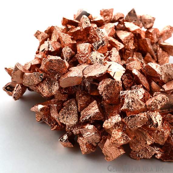 1 Strand Copper Pyrite AAA High Quality Rough Nugget Chips 10Inch length Jewelry Making Supply (RLCP-70011) - GemMartUSA (762895728687)