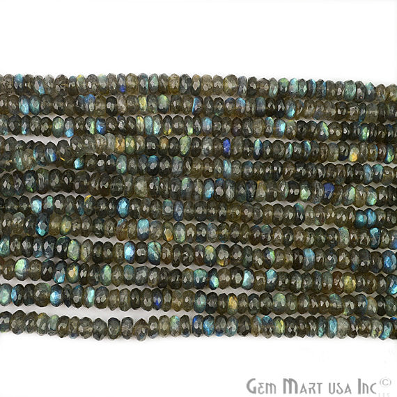 1 Strand Micro Faceted AAA Quality Natural Labradorite 13Inch Full Length 7-8mm Round Rondelle (RLLB-70026) - GemMartUSA (762714783791)