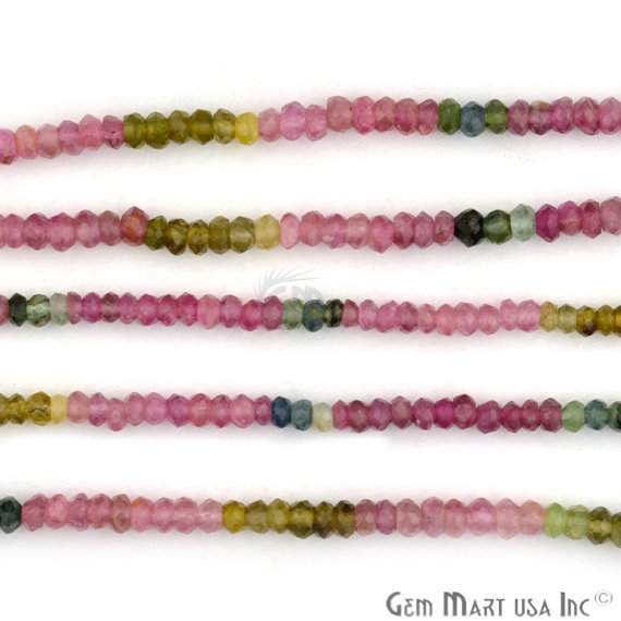 1 Strand Multi Tourmaline Faceted Rondelle 3.5mm, 13Inch Length AAAmazing quality (RLTM-70002) - GemMartUSA (762890321967)