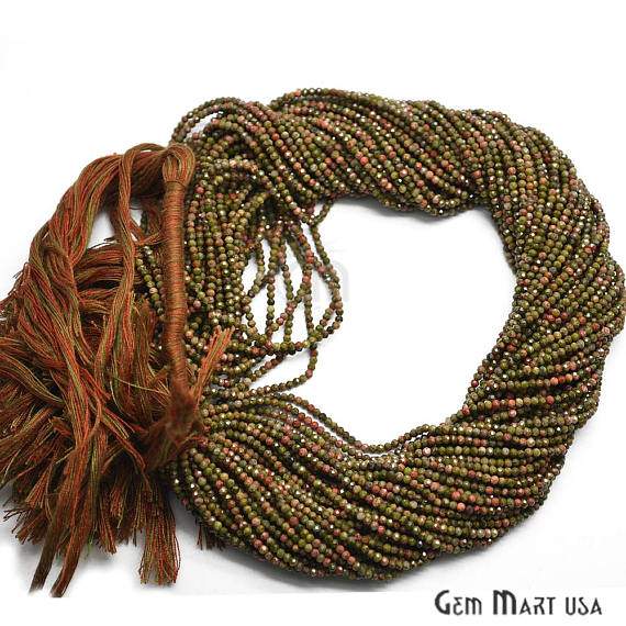 Unakite Rondelle Beads, 12-13...