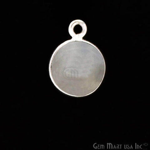 Rainbow Moonstone Round Shape 10mm Silver Plated Bezel Single Bail Gemstone Link Connector - GemMartUSA