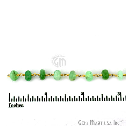 Chrysoprase 6-7mm Gold Plated Wire Wrapped Rosary Chain (762950647855)