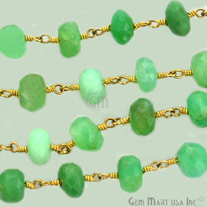 Chrysoprase 6-7mm Gold Plated Wire Wrapped Rosary Chain (762950647855)