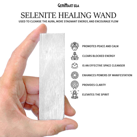Selenite Stick, Natural Selenite, Selenite Wand, Selenite, Palm Size Selenite, 4x1inch, Healing Crystal