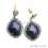 Blue Sapphire With Cubic Zirconia Pave Diamond 38x22mm,Gold Vermeil Dangle Drop Stud Earring - GemMartUSA