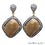 Brown Sapphire With Cubic Zirconia Pave Diamond 40x22mm,Gold Vermeil Dangle Drop Stud Earring - GemMartUSA