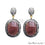 Red Sapphire With Cubic Zirconia Pave Diamond 35x19mm,Gold Vermeil Dangle Drop Stud Earring - GemMartUSA