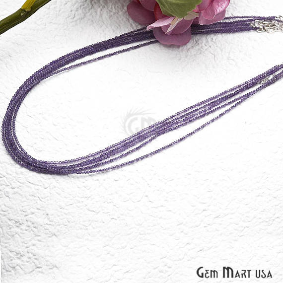 Amethyst Bead Chain, Silver Plated Jewelry Making Necklace Chain - GemMartUSA (762458243119)