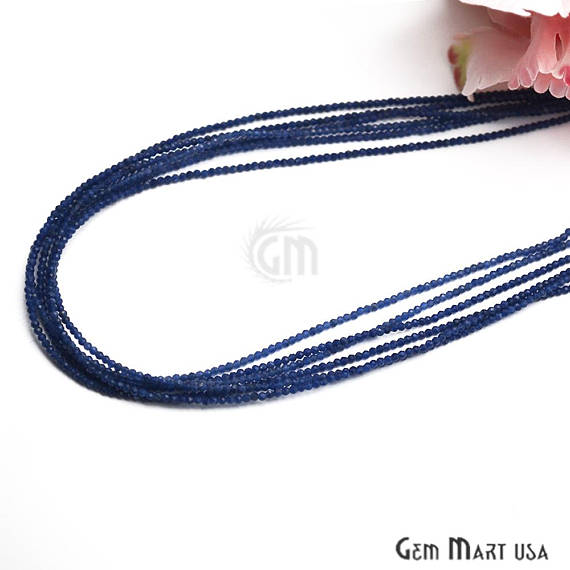 Blue Chalcedony Bead Chain, Silver Plated Jewelry Making Necklace Chain - GemMartUSA (762459684911)