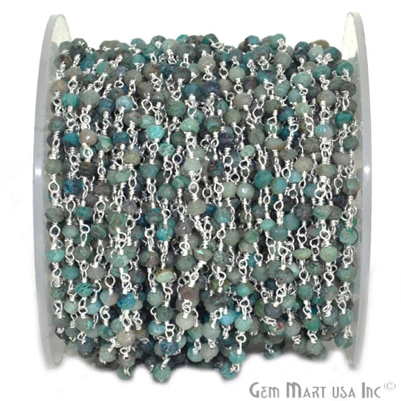 Chrysocolla 3-3.5mm Sterling Silver...