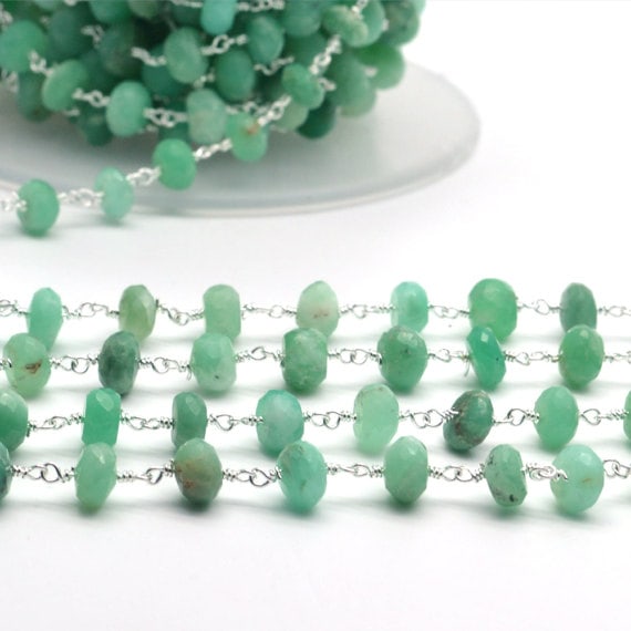 Chrysoprase Rondelle Silver Plated...