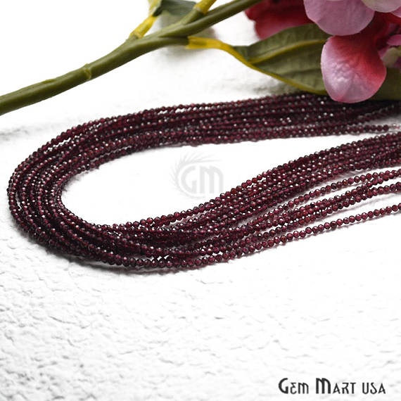 Garnet Bead Chain, Silver...