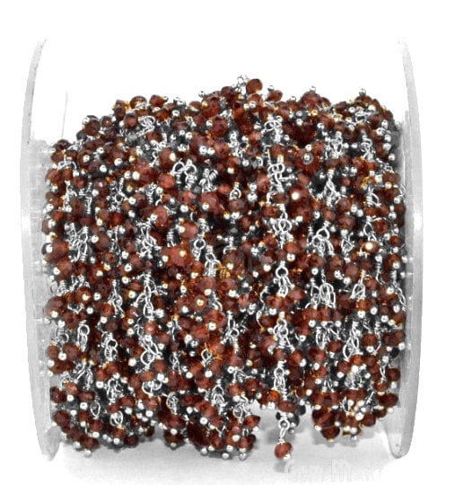 Garnet Faceted Beads Silver...