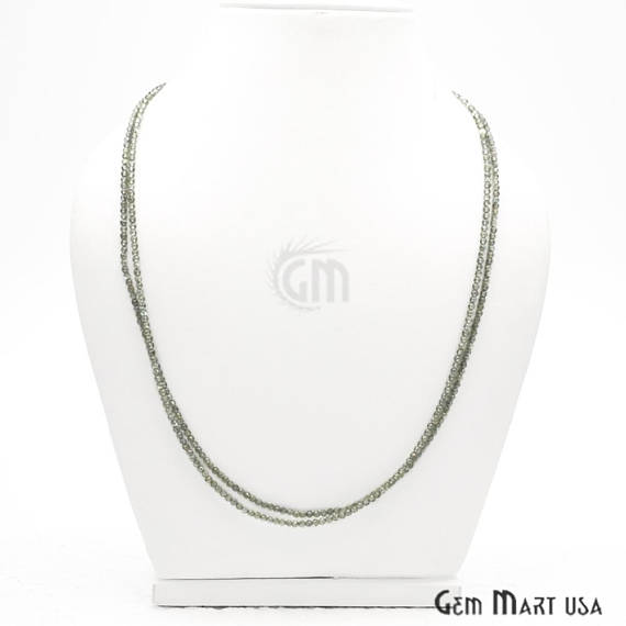 Green Tourmaline Bead Chain, Silver Plated Jewelry Making Necklace Chain - GemMartUSA (762462928943)