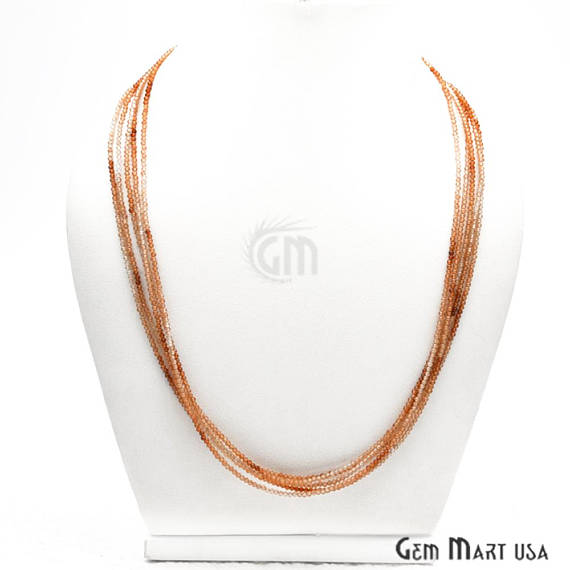 Hessonite Bead Chain, Silver Plated Jewelry Making Necklace Chain - GemMartUSA (762463944751)