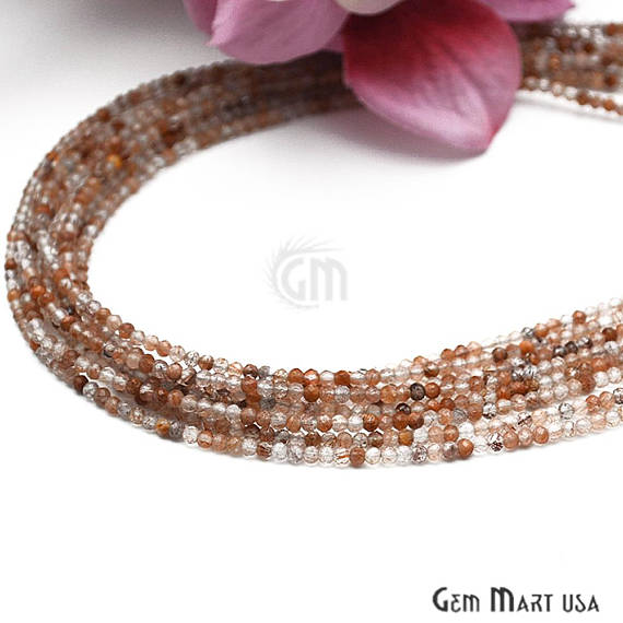 Multi Hessonite 2-2.5mm Silver Plated 18Inch Long Wire Wrapped Beads Necklace - GemMartUSA