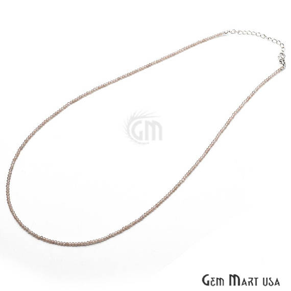 Peach Moonstone Bead Chain, Silver Plated Jewelry Making Necklace Chain - GemMartUSA (762466140207)