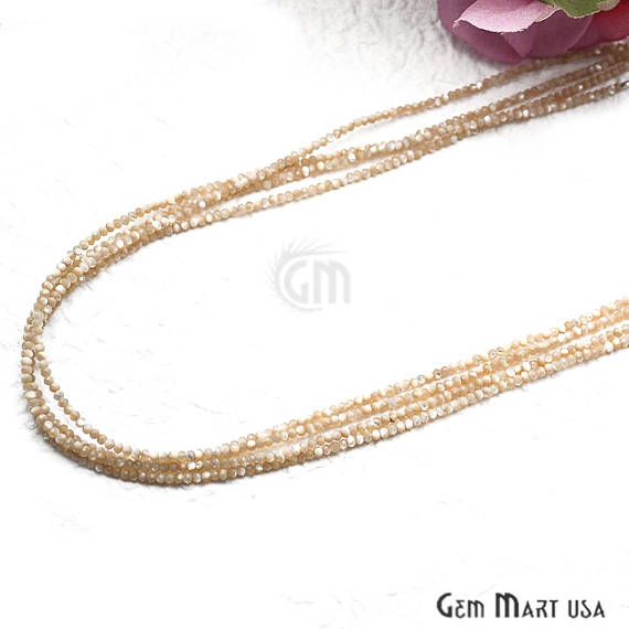 Mother Of Pearl Bead Chain, Silver Plated Jewelry Making Necklace Chain - GemMartUSA (762468597807)