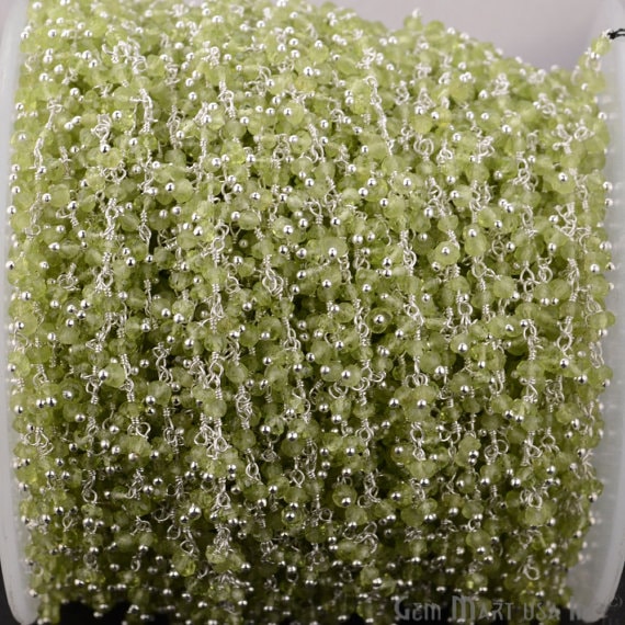 Peridot Faceted Beads Silver...