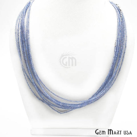 Blue Quartz Bead Chain, Silver Plated Jewelry Making Necklace Chain - GemMartUSA (762473578543)