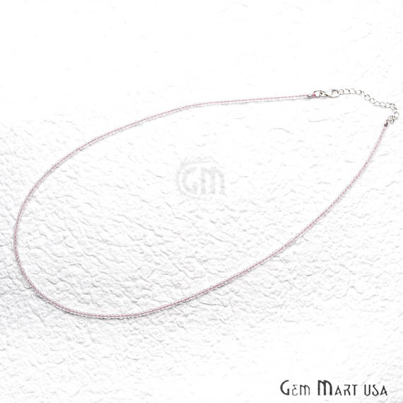 Rose Quartz Bead Chain, Silver Plated Jewelry Making Necklace Chain - GemMartUSA (762474463279)