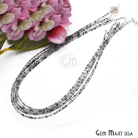 Rutilated Bead Chain, Silver...