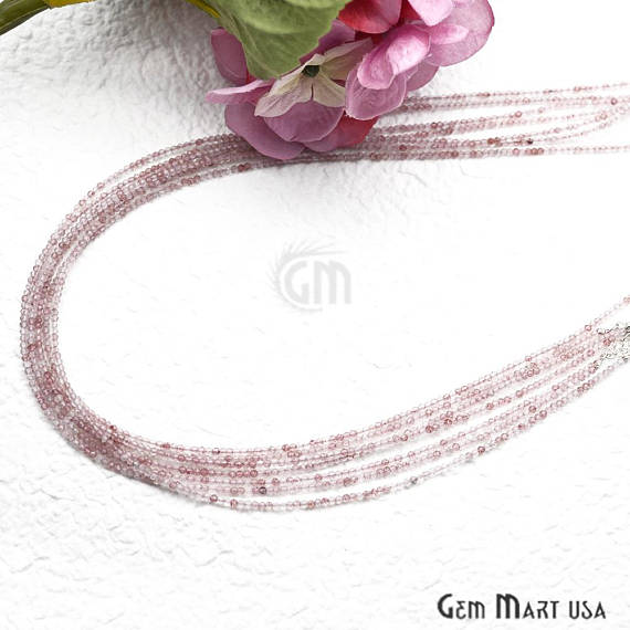Shaded Rose Quartz Bead Chain, Silver Plated Jewelry Making Necklace Chain - GemMartUSA (762477936687)