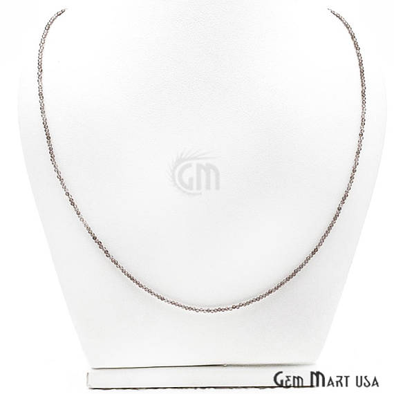 Smoky Topaz Bead Chain, Silver Plated Jewelry Making Necklace Chain - GemMartUSA (762478755887)