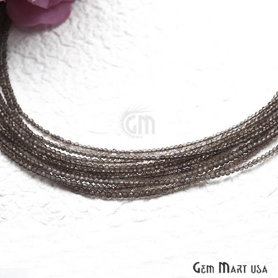 Smoky Topaz Bead Chain, Silver Plated Jewelry Making Necklace Chain - GemMartUSA (762478755887)