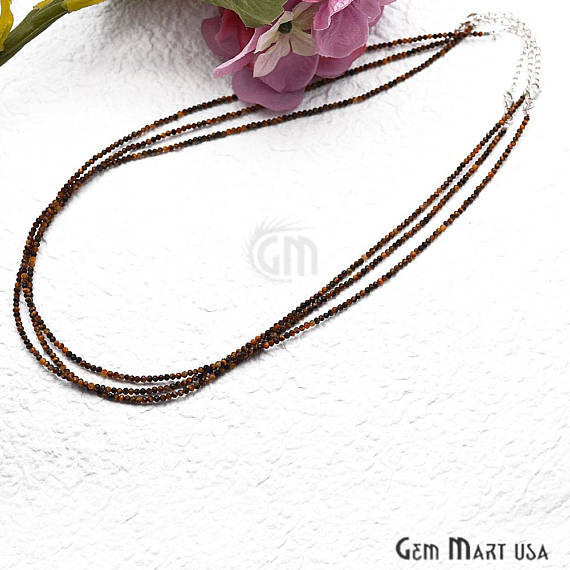 Tiger Eye Bead Chain, Silver Plated Jewelry Making Necklace Chain - GemMartUSA (762479804463)