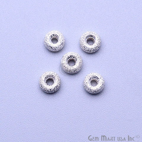 Sterling Silver Round Shape Spacer Beads 6mm Frosted Silver Beads 5PC - GemMartUSA
