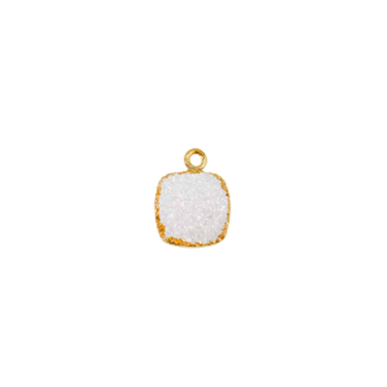 Gold Electroplated Druzy 12mm Square Single Bail Druzy Gemstone Connector