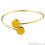 Yellow Chalcedony 12mm Round Gold Adjustable Interlock Bracelet - GemMartUSA (755042779183)