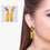 Yellow Chalcedony Rectangle Shape 50x9mm Gold Electroplated Dangle Stud Earrings - GemMartUSA