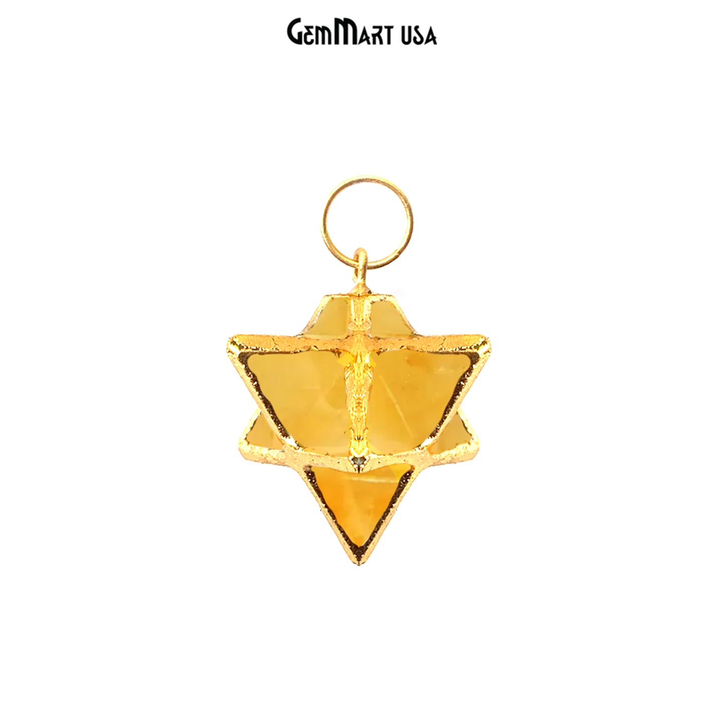 Merkaba Star 25x17mm Gold Electroplated Gemstone Necklace Pendant