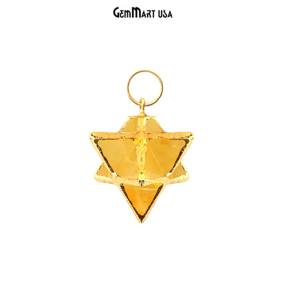 Merkaba Star 25x17mm Gold Electroplated Gemstone Necklace Pendant